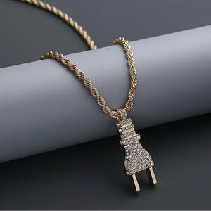 Gold-Tone Crystal Plug Pendant